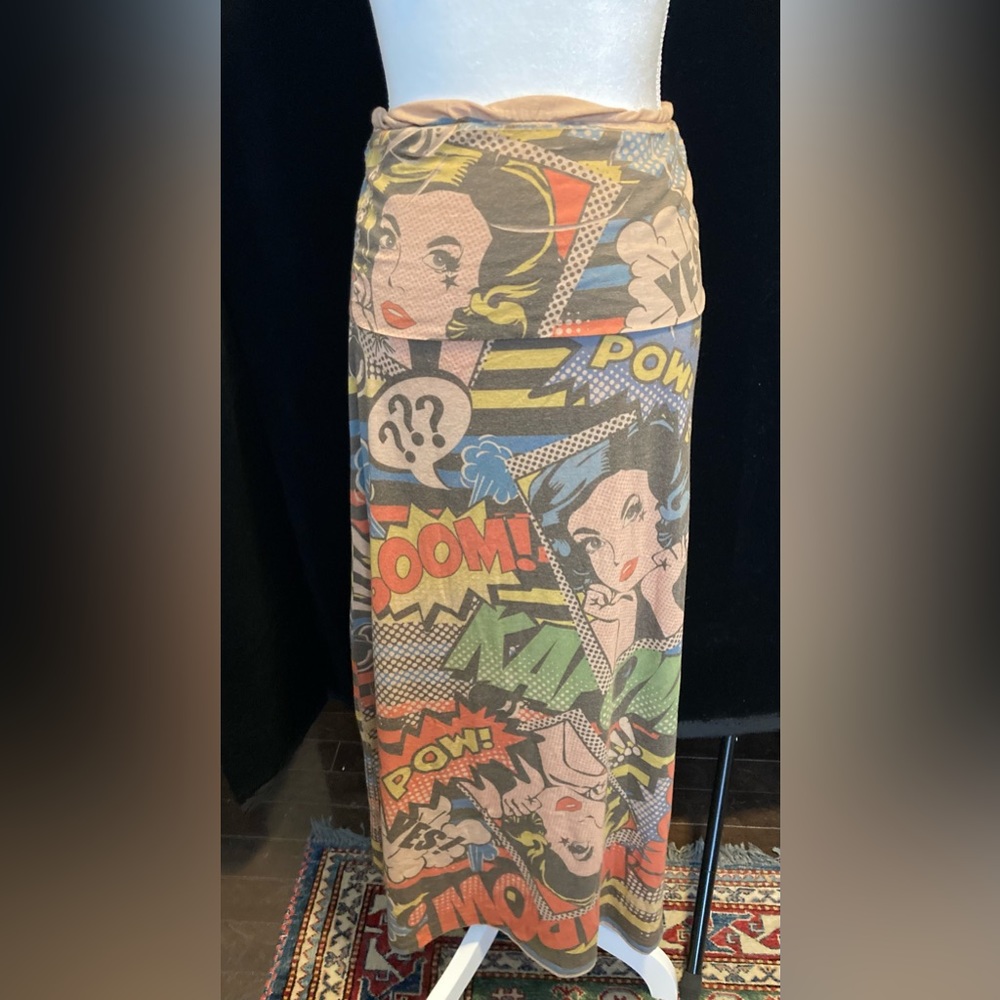 Funky Comic Strip Maxi Skirt by Casa Lee, Size L